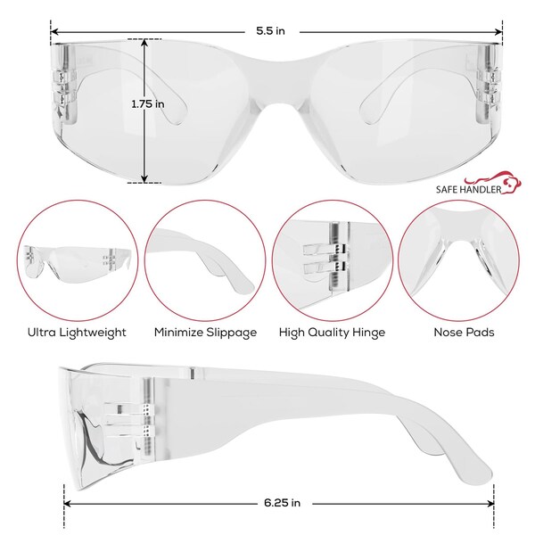Bison Life Hyline, Safety Glasses Anti-Fog &  Anti-Scratch, Assorted Lens, 12 PK - SH-HYSG-CLCT-ES01-12