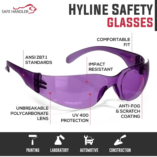 Bison Life Hyline, Safety Glasses Anti-Fog &  Anti-Scratch, Assorted Lens, 12 PK - SH-HYSG-CLCT-ES01-12
