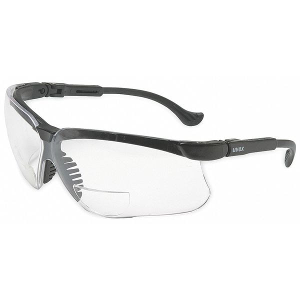 Honeywell Uvex Genesis Bifocal Safety Reading Glasses, Black Wraparound Frame, +3.00 Diopter, Clear Lens, M - S3764