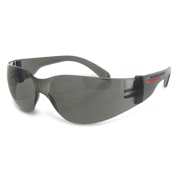 Interstate Safety Frameless Safety Glasses with Scratch-Resistant Coating  - Smoke, PK 12 - 40252-12BX