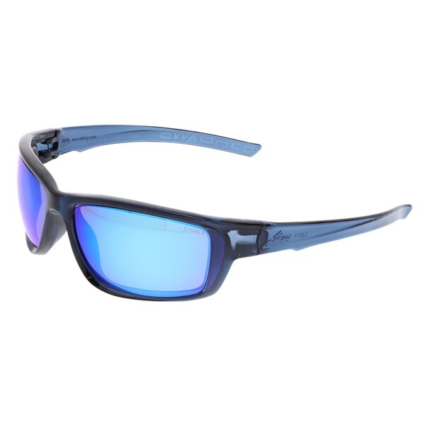 Mcr Safety Glasses, Swagger SR3 Blue Frame, Blue Diamond Mir, 12PK - SR338B