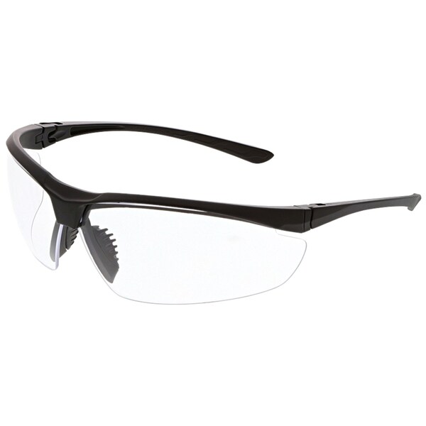 Mcr Safety Glasses, VL2 Black Frame, Clear Lenses, 12PK - VL230