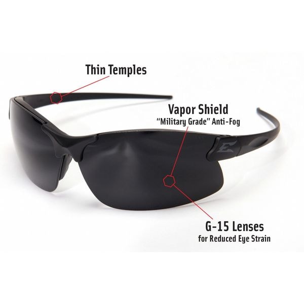 Edge Eyewear Sharp Edge Vapor Shield, Safety Glasses Anti-Fog &  Anti-Scratch, G-15 Lens, Frameless, Wraparound - SSE61-G15-TT