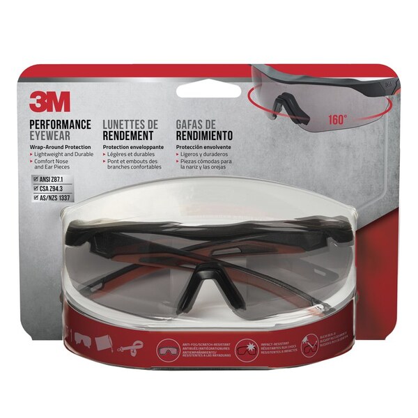 Scotch 3M Anti-Fog Safety Glasses Gray Lens Black/Red Frame 1 pc - 47091H1-DC