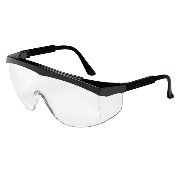 Mcr Safety Glasses, SS1 Black Frame, Clear UV-AF Lens, 12PK - SS110AF