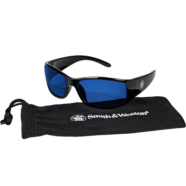 Smith & Wesson Elite, Safety Glasses Anti-Scratch, Blue Mirror Lens, Full-Frame, Wraparound - 21307