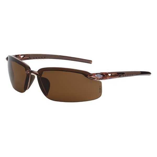 Crossfire ES5, Safety Glasses Anti-Scratch, Polarized, Amber Lens, Half-Frame, Wraparound - 291113