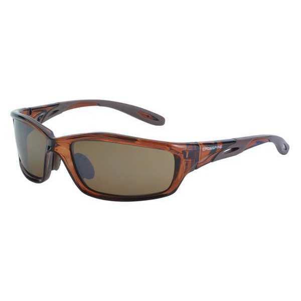 Crossfire Infinity, Safety Glasses Anti-Scratch, Amber Mirror Lens, Frameless, Wraparound - 2117