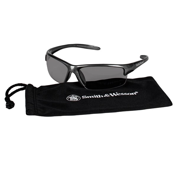 Smith & Wesson Equalizer Safety Glasses, Anti-Fog, Scratch-Resistant, Wraparound, Gray Half-Frame, Smoke Lens - 21297