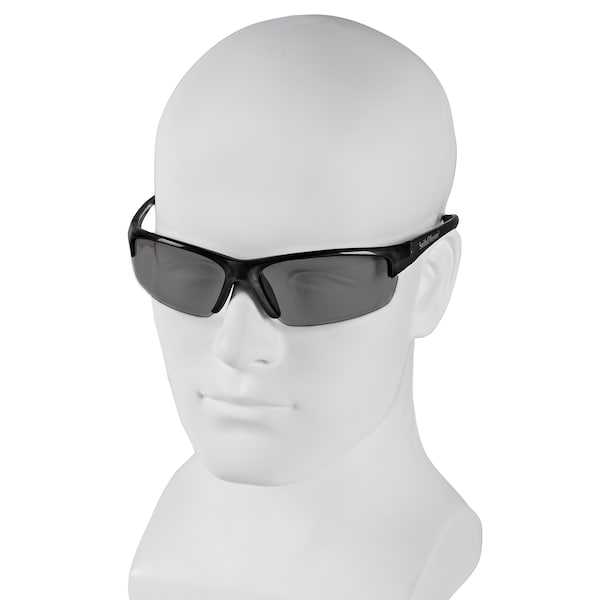 Smith & Wesson Equalizer Safety Glasses, Anti-Fog, Scratch-Resistant, Wraparound, Gray Half-Frame, Smoke Lens - 21297