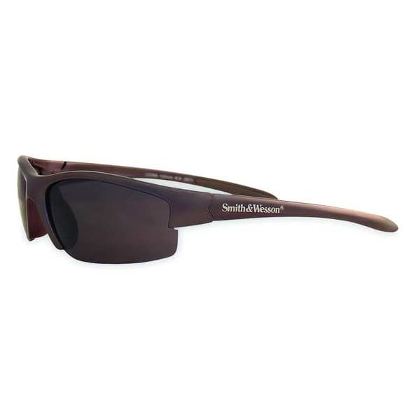 Smith & Wesson Equalizer Safety Glasses, Anti-Fog, Scratch-Resistant, Wraparound, Gray Half-Frame, Smoke Lens - 21297