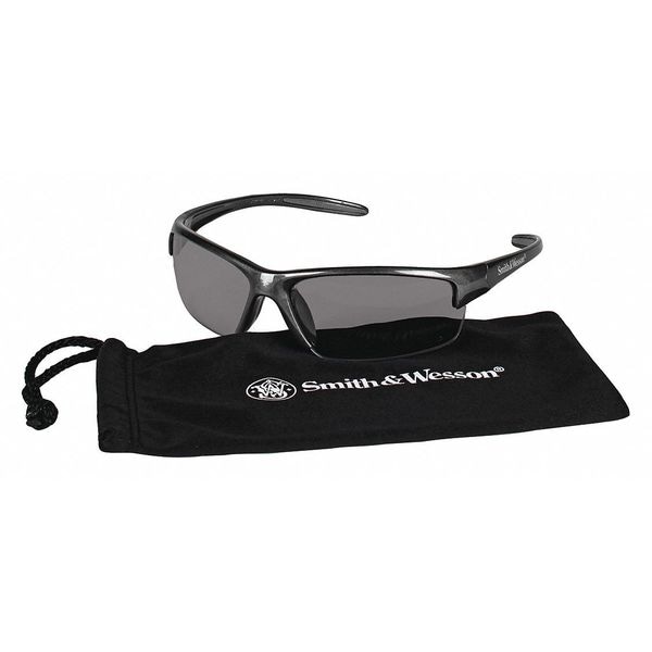 Smith & Wesson Equalizer Safety Glasses, Anti-Fog, Scratch-Resistant, Wraparound, Gray Half-Frame, Smoke Lens - 21297