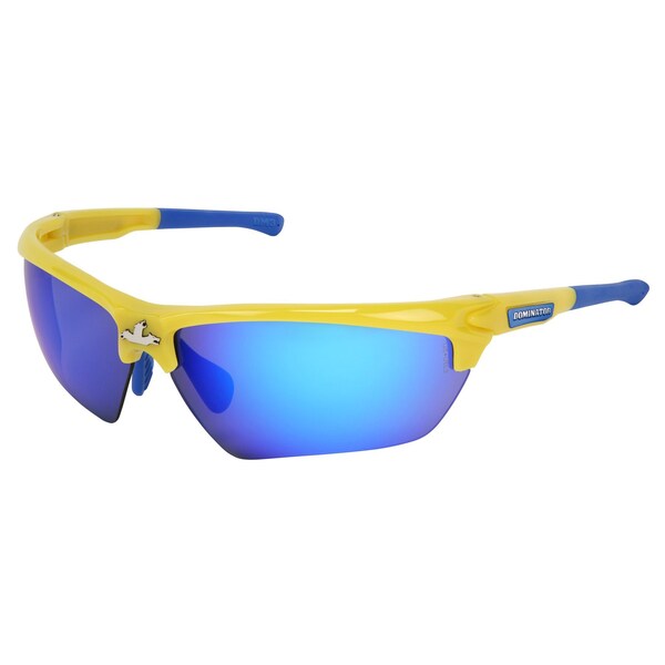 Mcr Safety Glasses, Dominator DM3 Yellow Frame, Blue Dmd Mir, 12PK - DM1348B