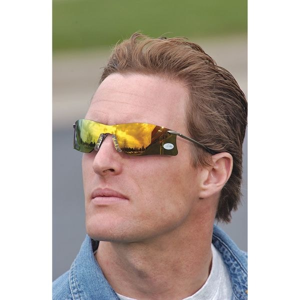 Mcr Safety Rubicon, Safety Glasses Anti-Scratch, Dark Green Mirror Lens, Frameless, Wraparound - T411G