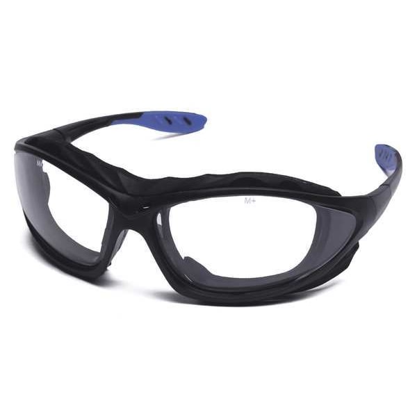 Condor Sealed Safety Glasses, Donyi Design, Anti-Fog, Wraparound, Foam Lined, Black/Blue Frame, Clear Lens - 22ED39