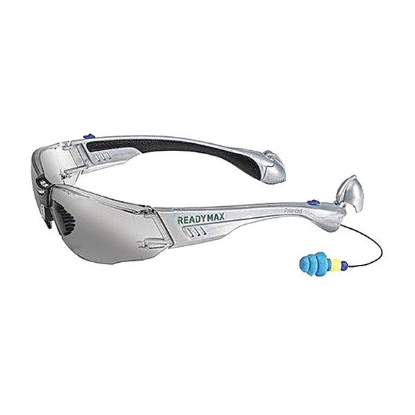 Readymax SoundShield Construction Safety Glasses w/ 25NRR Earplugs Silver Frame Gry Lens - GLCNS-GR