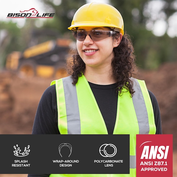 Bison Life Keystone, Safety Glasses Anti-Scratch, Gray & Black Lens, 12 PK - BL-KSSG1-CLCT-GYBK-12