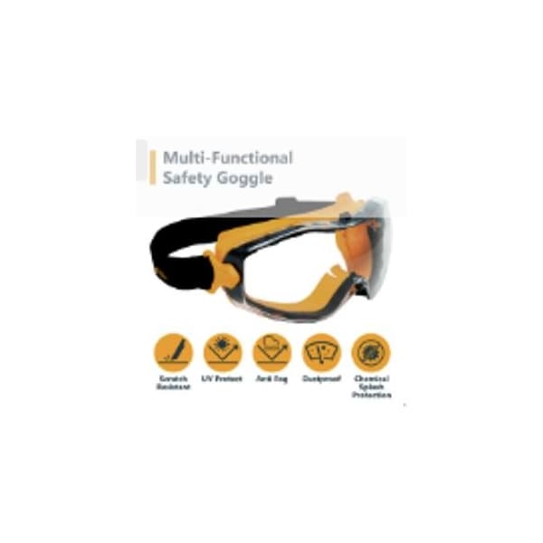 Powertec Safety Goggles, Scratch Proof UV Protection, Clear Anti-fog, Chemical Splash Protective Eyewear - 71563N