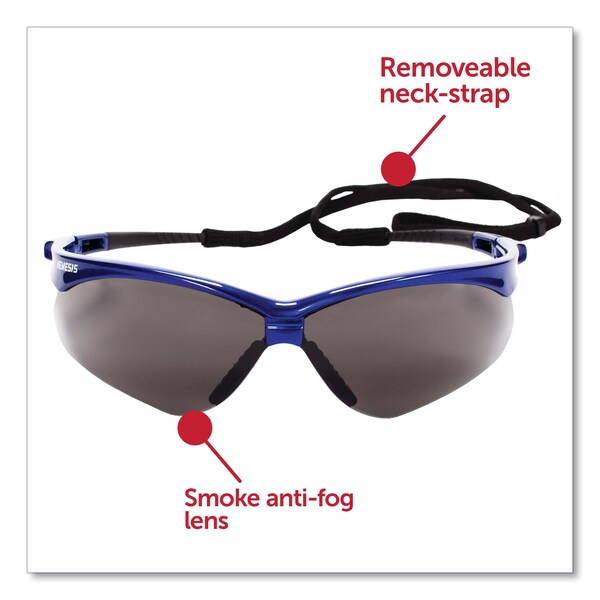 Kleenguard Nemesis Safety Glasses, Metallic Blue Frame, Smoke Lens, 12PK - KCC47387
