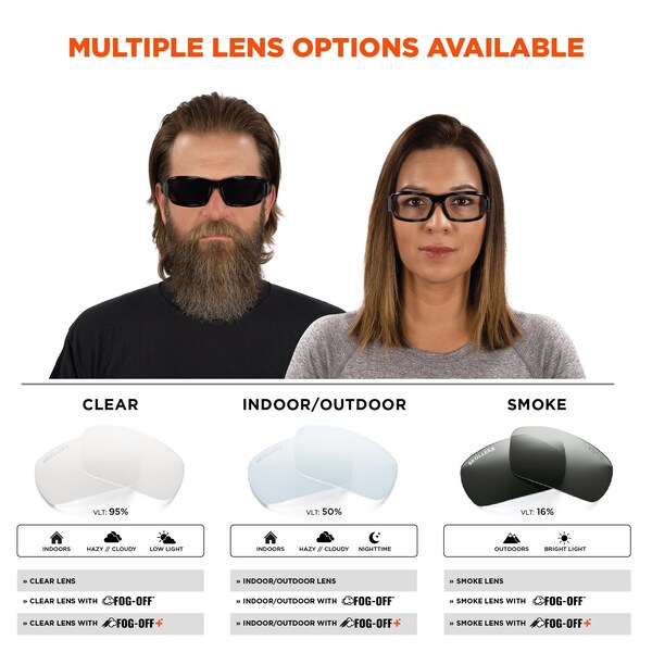 Ergodyne Safety Glasses, Indoor/Outdoor Matte Black Frame - THOR-AFAS