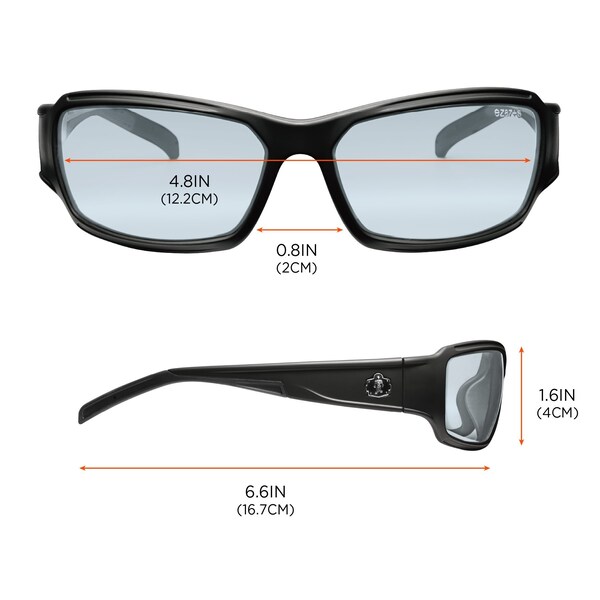 Ergodyne Safety Glasses, Indoor/Outdoor Matte Black Frame - THOR-AFAS