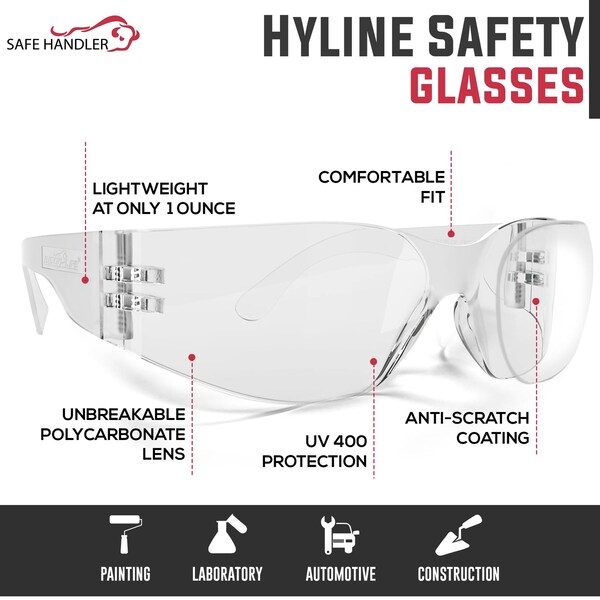 Bison Life Hyline-Clear, Safety Glasses Anti-Fog &  Anti-Scratch, Clear Lens, Wraparound - SH-HYSG-CLLCLT-ES01
