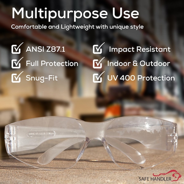 Bison Life Hyline-Clear, Safety Glasses Anti-Fog &  Anti-Scratch, Clear Lens, Wraparound - SH-HYSG-CLLCLT-ES01