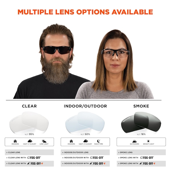Ergodyne Safety Glasses, Clear Matte Black Frame - DAGR-AFAS