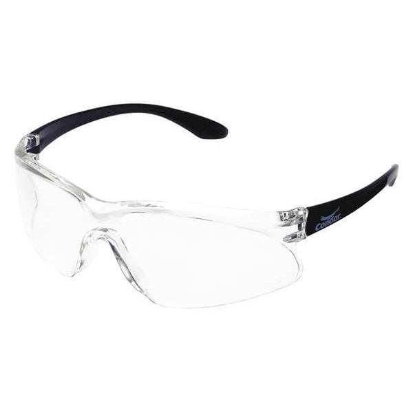 Condor Safety Glasses, Anti-Fog, Anti-Scratch, Anti-Static, Frameless, Wraparound, Black Arm, Clear Lens - 4VCJ3