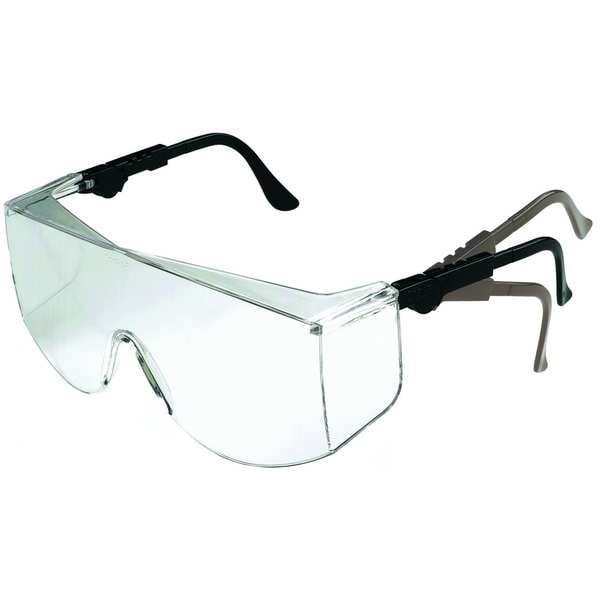 Condor Safety Glasses, Quest OTG (Over-the-Glass), Adjustable Black Temples, Anti-Scratch, Clear Lens - 1VW17