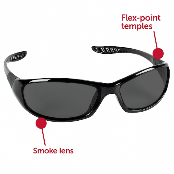 Kleenguard V40 Hellraiser Safety Glasses, Scratch-Resistant, Polycarbonate, Black Full-Frame, Smoke Lens - 25714