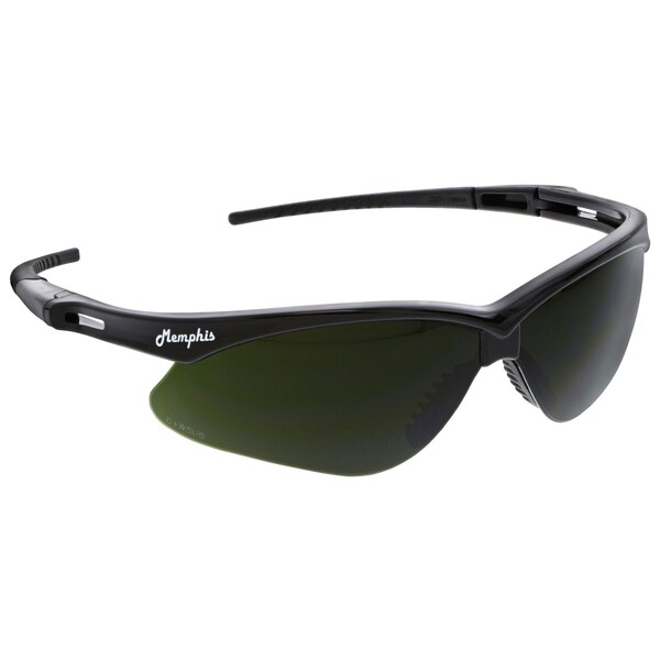 Mcr Safety Glasses, Memphis MP1 Black Frame, GreenFilter 5.0, 12PK - MP1150