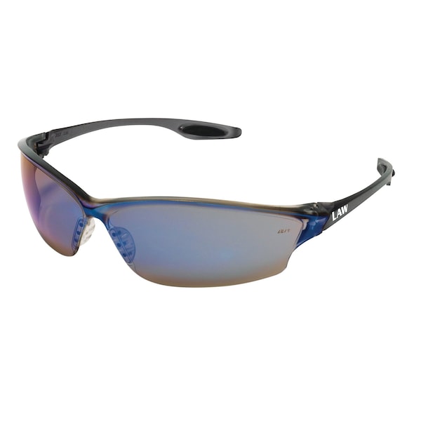 Mcr Safety Glasses, Law LW2 Blue Mirror Lens, 12PK - LW218