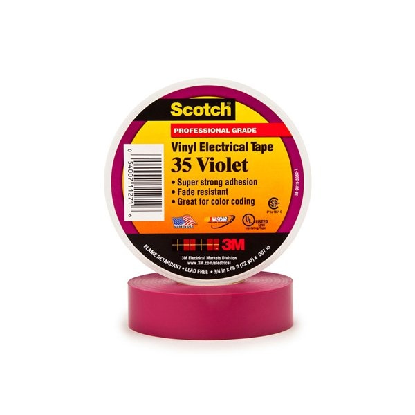 Cinta eléctrica 3M 35 violeta de 3/4'' x 66', paquete de 100 unidades - BUY00448094
