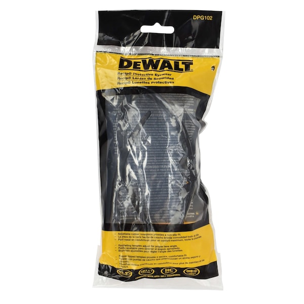 Dewalt Safety Glasses, Wraparound Smoke Polycarbonate Lens, Scratch-Resistant,  - DPG102-2D