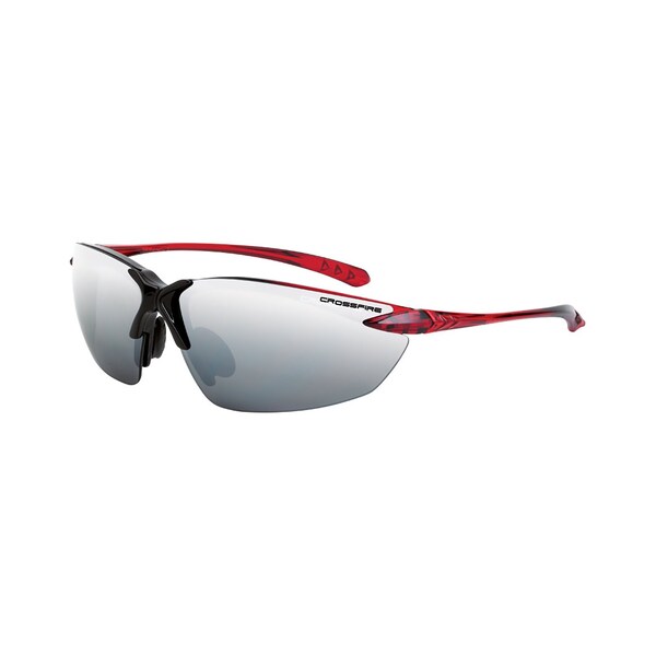 Crossfire Polarized Safety Glasses, Wraparound Silver Mirror Polycarbonate Lens, Scratch-Resistant,  - 9233