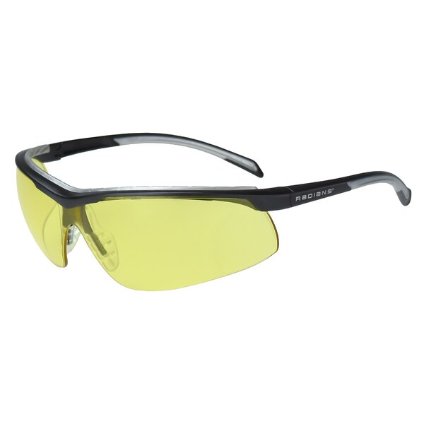 Radians Safety Glasses, Wraparound Amber Polycarbonate Lens, Uncoated,  - T71-40D