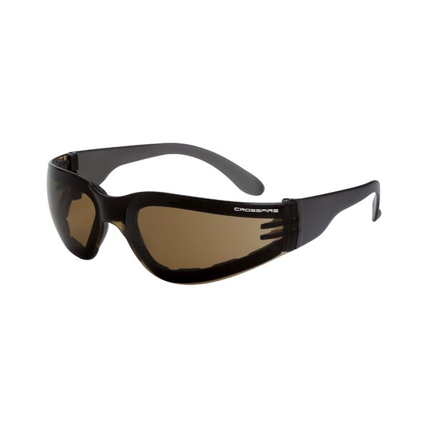 Crossfire Safety Glasses, Wraparound Brown Polycarbonate Lens, Scratch-Resistant,  - 546 AF