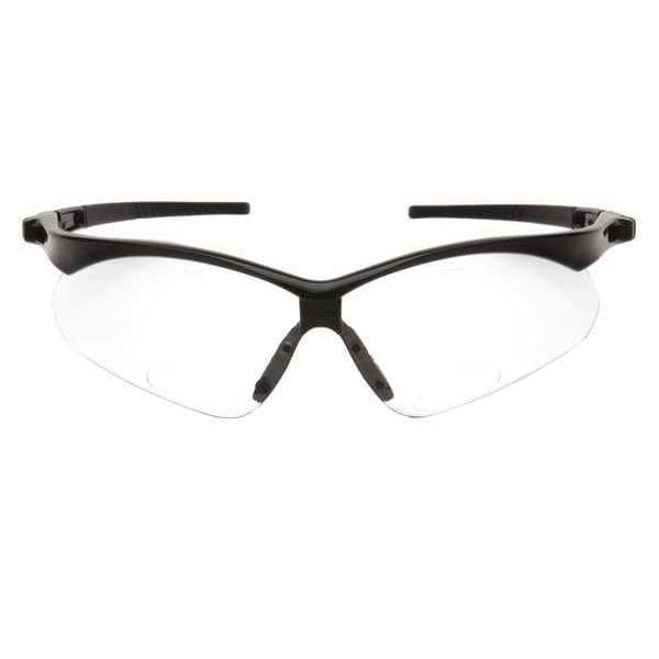 Condor Agitator Safety Reading Glasses, Black Wraparound Frame, +2.00 Diopter, Clear Lens, M - 52YP38