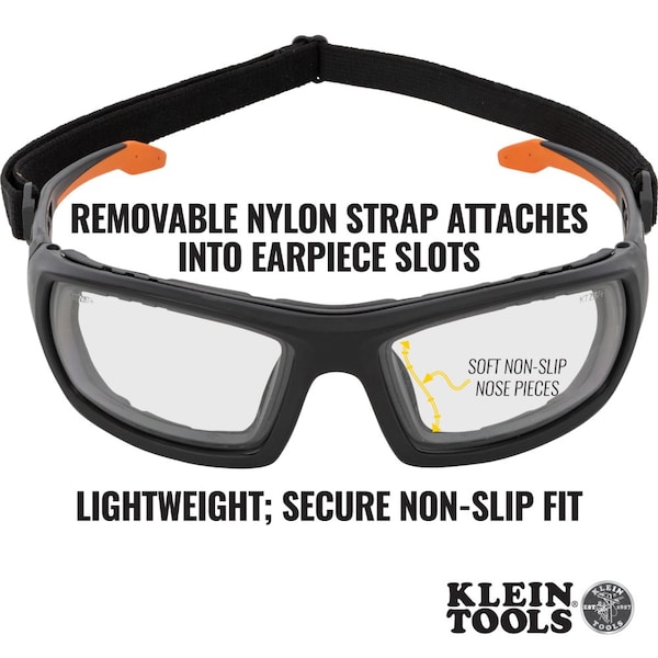 Klein Tools Professional Full-Frame Gasket Safety Glasses, Indoor/Outdoor Lens - 60538