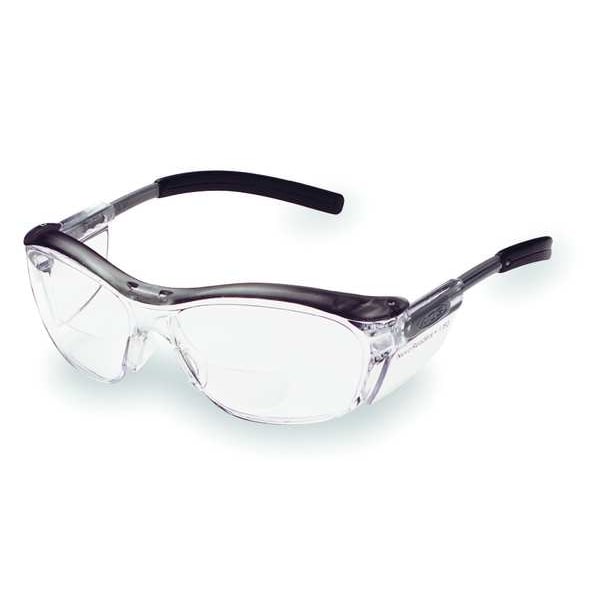 3M Bifocal Safety Reading Glasses, Gray Traditional Frame, +1.50 Diopter, Clear Lens, Anti-Fog Coating - 11434-00000-20