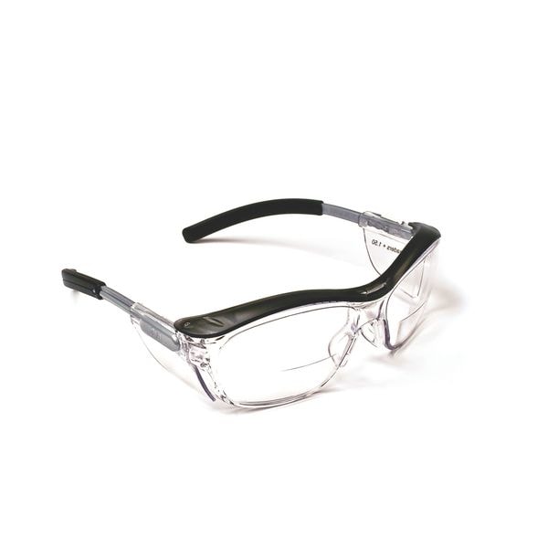 3M Bifocal Safety Reading Glasses, Gray Traditional Frame, +1.50 Diopter, Clear Lens, Anti-Fog Coating - 11434-00000-20