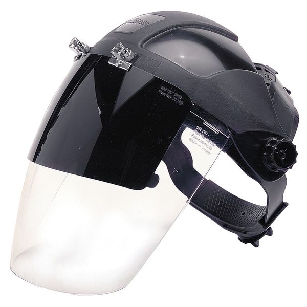 Sellstrom Ratchet Face Shield Assembly, Clear Visor, 9" Height, Ratchet Suspension, Anti-Fog Lens, Black - S32161B