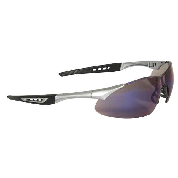 Radians Safety Glasses, Wraparound Blue Mirror Polycarbonate Lens, Uncoated,  - RK6-70