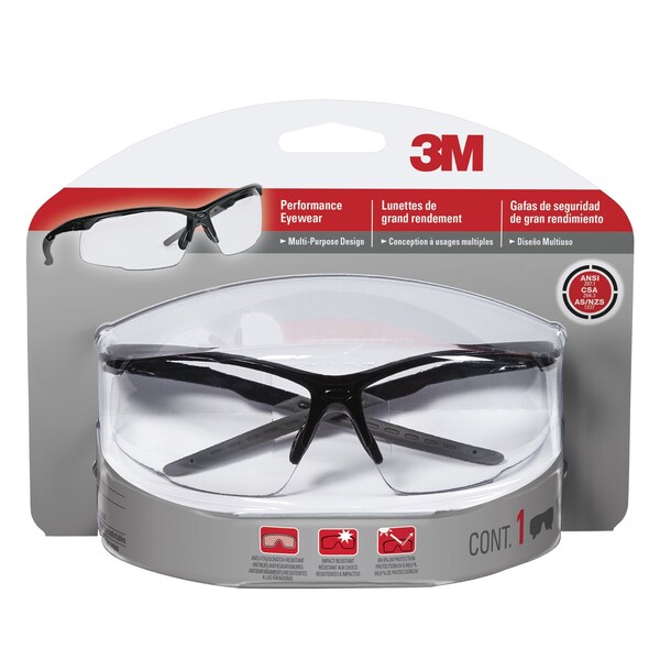 Scotch 3M Anti-Fog Safety Glasses Clear Lens Black Frame 1 pc - 47070H1-DC