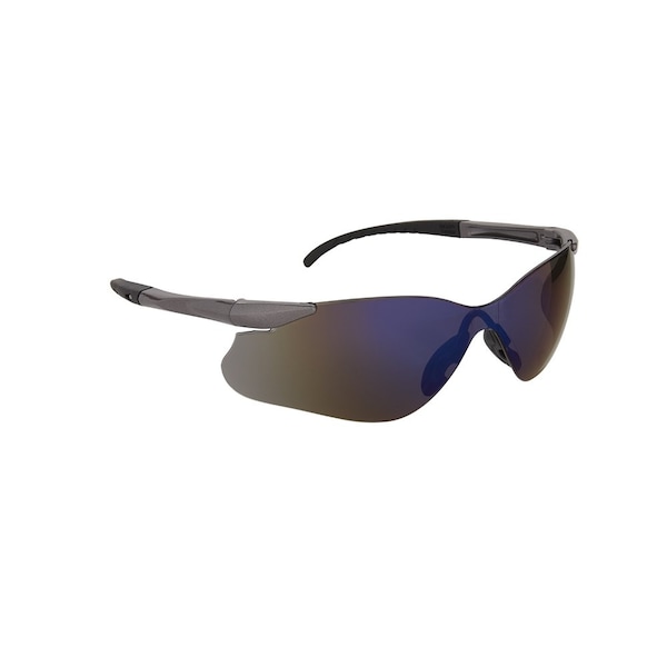 Jackson Safety Safety Glasses Anti-Scratch, Blue Mirror Lens, Frameless - 50029