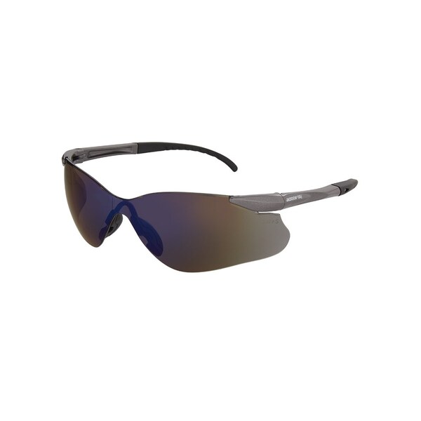 Jackson Safety Safety Glasses Anti-Scratch, Blue Mirror Lens, Frameless - 50029