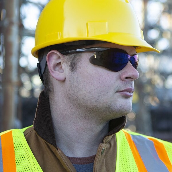 Jackson Safety Safety Glasses Anti-Scratch, Blue Mirror Lens, Frameless - 50029