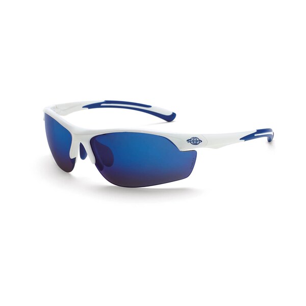Crossfire Safety Glasses, Wraparound Blue Mirror Polycarbonate Lens, Scratch-Resistant,  - 16278