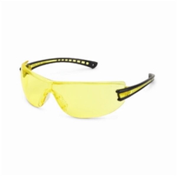 Exotic Luminary Lightweight Safety Glasses with Wraparound Amber Anti-Scratch Lens, Black Temple - EX776347
